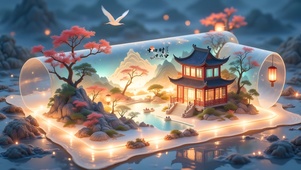 古风创意黄昏阁楼