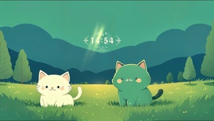 草地两只猫