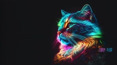 霓虹炫彩炫酷猫咪