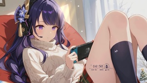床上玩游戏少女