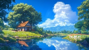 治愈护眼湖泊小屋