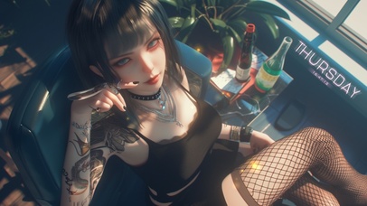 渔网纹身颓废美女