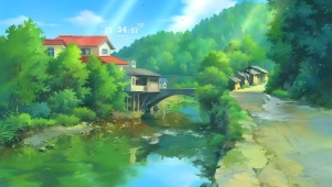 唯美治愈乡村河边小路