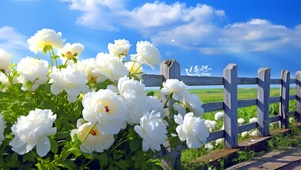 蓝天唯美花簇 治愈	