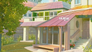 唯美治愈护眼绿色早晨阳光别墅
