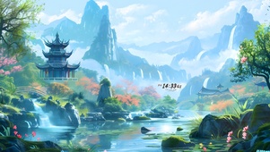 森林瀑布小塔