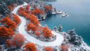 冬之橙韵，雪海幽径