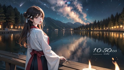 宁静湖畔汉服少女