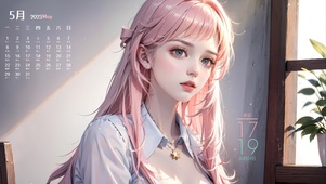 清纯粉发美女