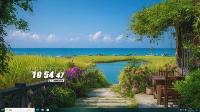 蓝天白云树木海景桌面主题