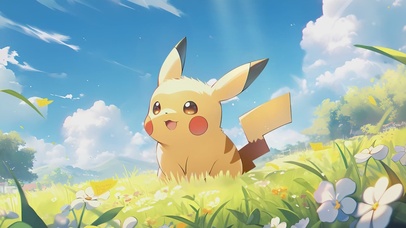 超可爱皮卡丘在晒太阳