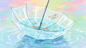 清新梦幻伞中鱼