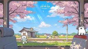 线条小狗的快乐春游