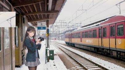 大雪车站少女