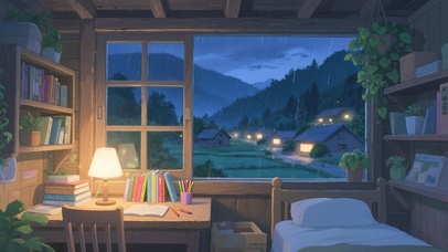 雨夜温馨乡下卧室