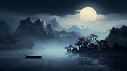 4K唯美护眼古风水墨山水