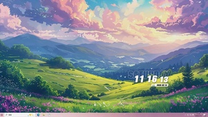 护眼晚霞花草树木桌面主题