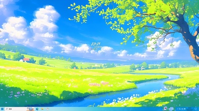 绿色草地小溪