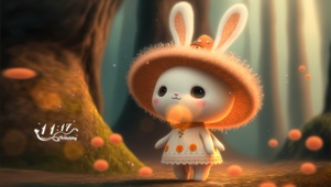 可爱橙色小兔