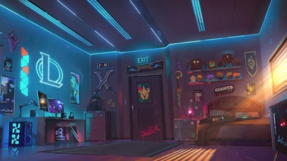 4K赛博朋克科幻游戏房间