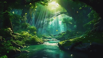 森林小溪AI壁纸