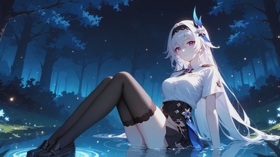 二次元星光湖畔可爱女孩