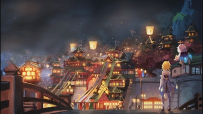 原神夜晚下的古城节日