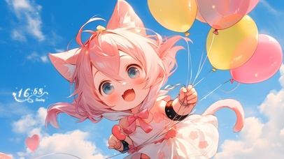 气球猫咪女孩