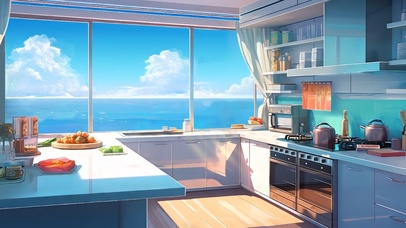 宁静的海边厨房