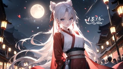 热闹街道古风少女