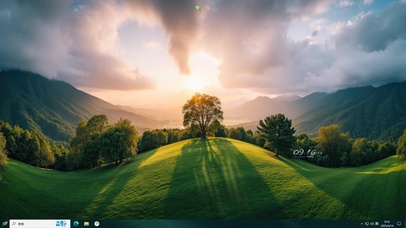 护眼山坡日出主题