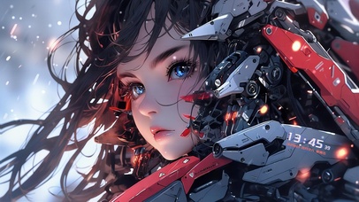 4K雪中的机甲少女