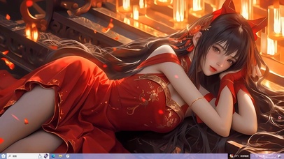 古风新年红衣美女