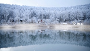 4K唯美冬日雪天雾凇湖