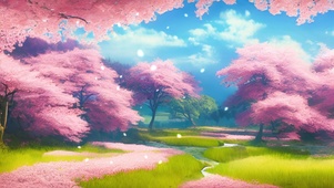 春天樱花小溪