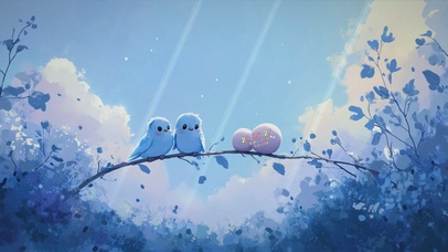 可爱的小鸟插画