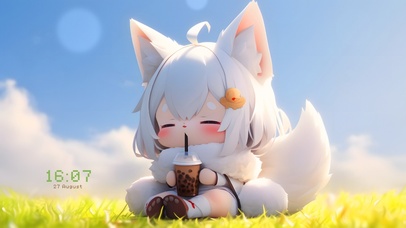 可爱奶茶狐狸女孩