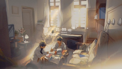 午后阳光房间学习的少年