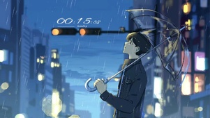 雨天城市孤独男孩