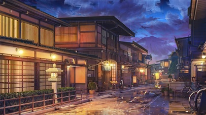 4K唯美治愈日系雨天动漫街道