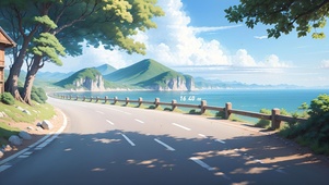 4K唯美夏日公路海景
