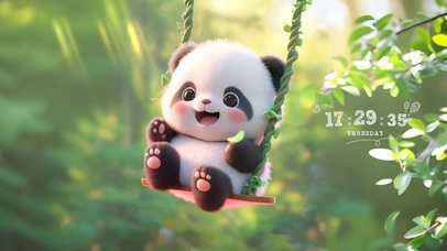 荡秋千小熊猫
