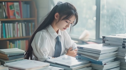 4K读书学习的女孩