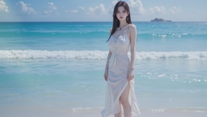 小清新海边清纯美女