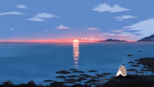 海边看晚霞
