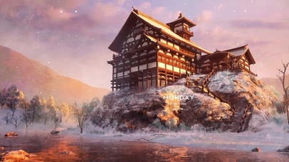 4K唯美雪山夕阳神庙