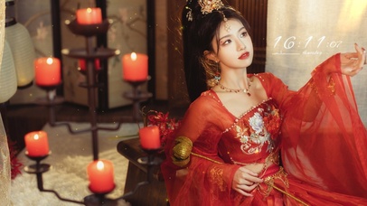 古装古风红裙美女