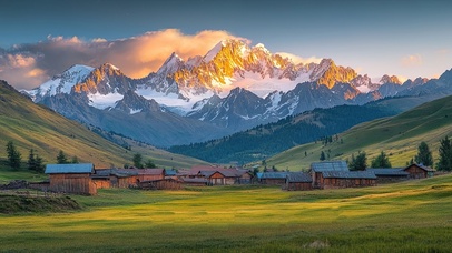雪山游牧民族村落