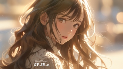 落日余辉少女 温柔壁纸