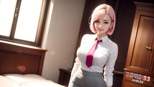 粉发清纯美女